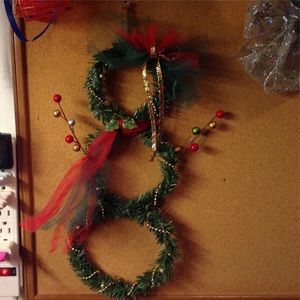 Handmade evergreen snowman wall decor